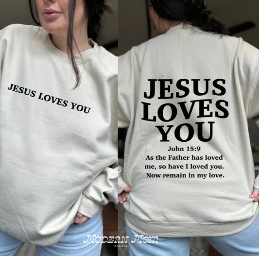 Jesus loves you tan & black (tee, crewneck & hoodie)