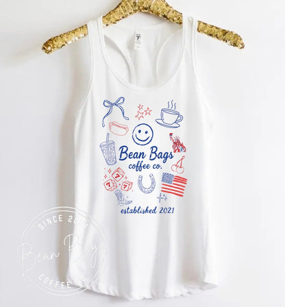 Bean Bags coffee co. EXCLUSIVE Americana sticker tank top