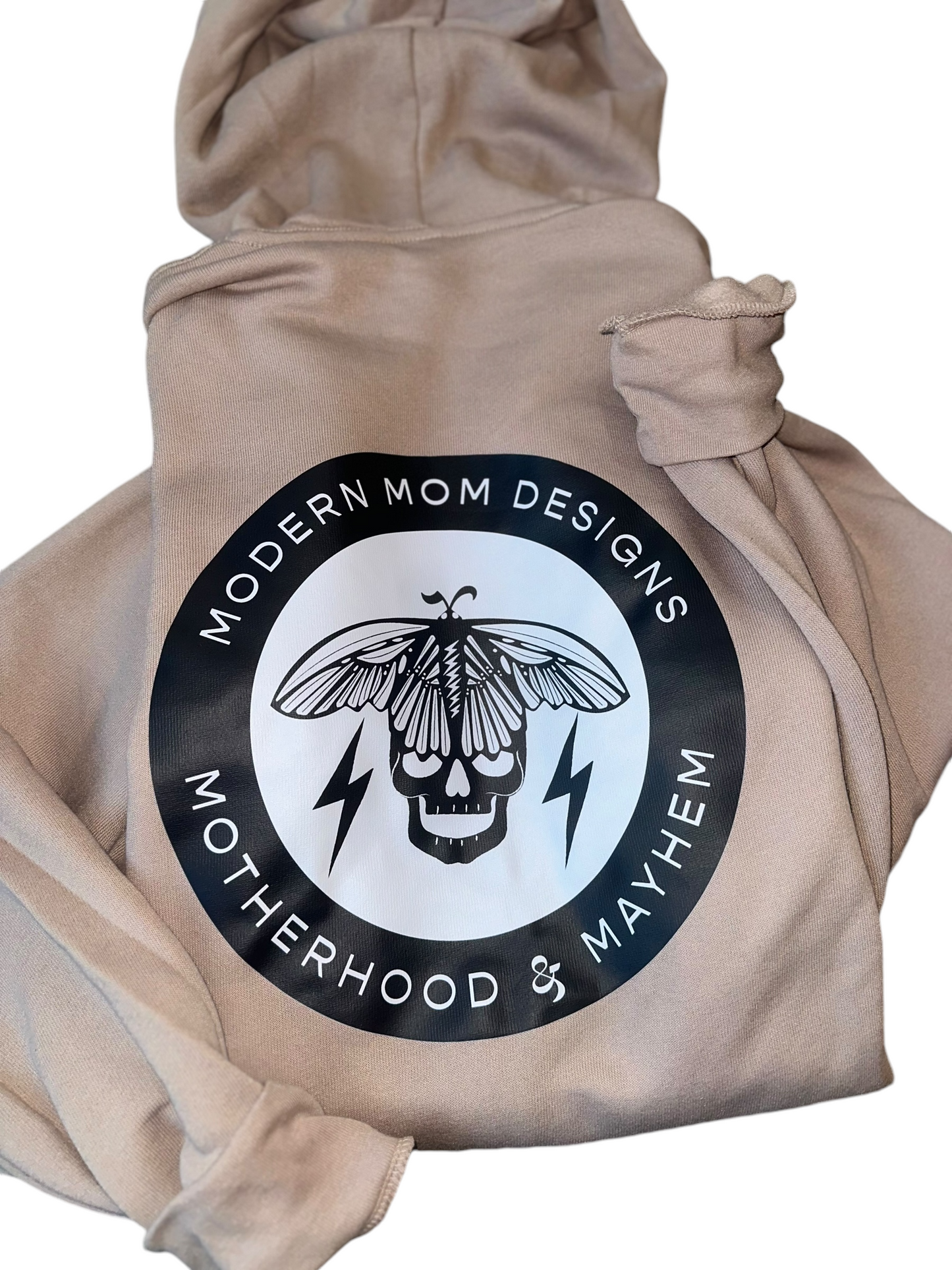 Motherhood & Mayhem re-brand zip up Tan