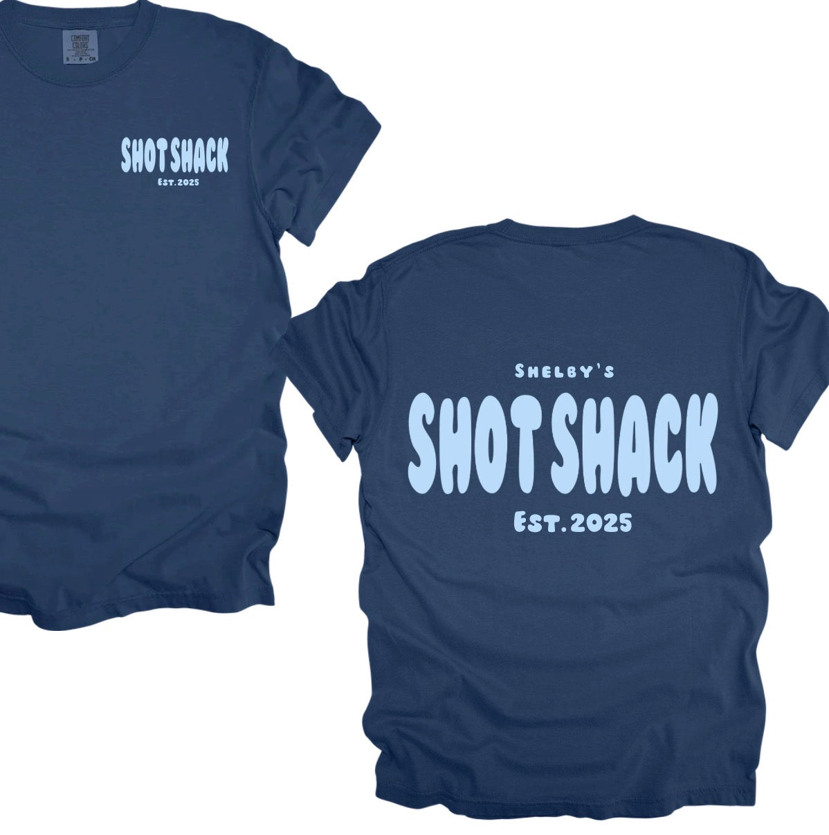 Shelby’s shot shack puff print tees