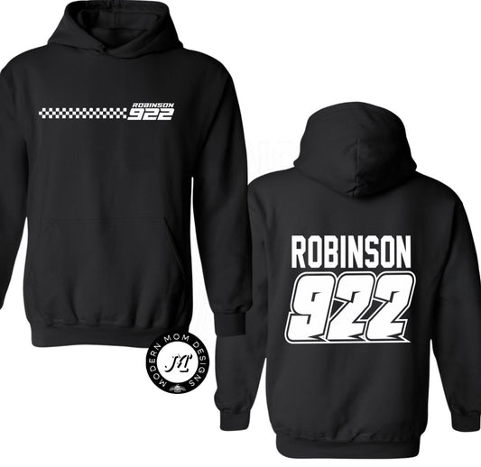 CUSTOM: checkered Last name & number  (tee shirt, crewneck or hoodie)