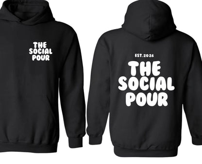 The social pour (black with white bubble font)