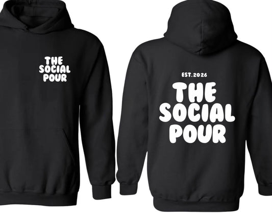 The social pour (black with white bubble font)