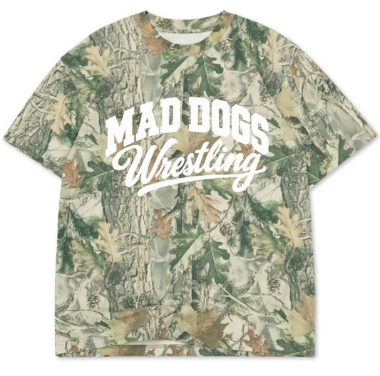 Mad Dogs wrestling puff print boxy premium camo tee (youth XS-Adult 3XL)