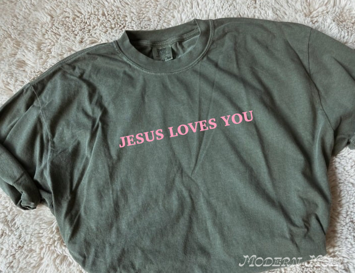 Jesus loves you green & pink (tee, crewneck & hoodie)