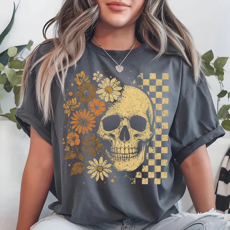 Checkered skelly (tee shirt, crewneck or hoodie)