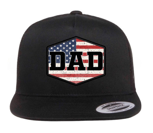 Dad americana-flat bill or 5panel trucker