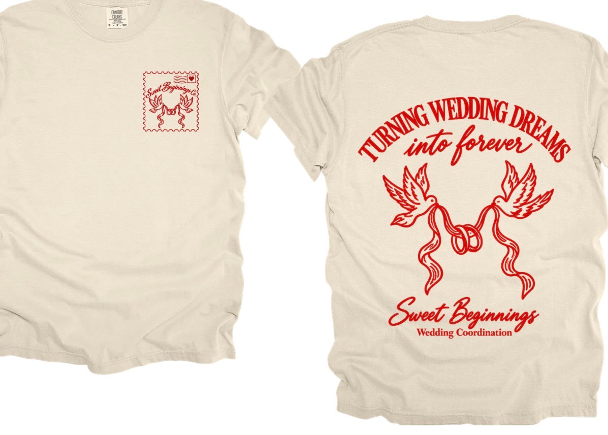 Sweet begininngs tee shirt w/stamp on pocket