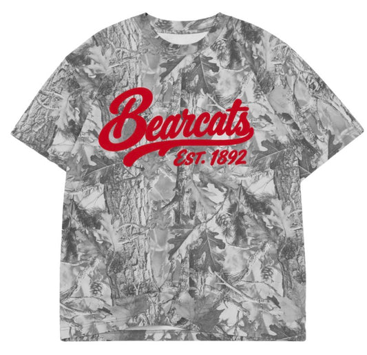 Bearcats boxy premium grey camo tee (youth XS-Adult 4XL)