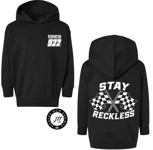 CUSTOM: last name & number checkered sty reckless (toddler-youth XL)