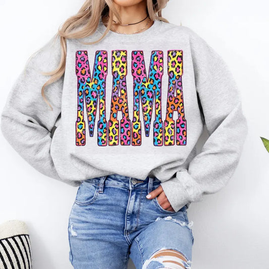 Neon leopard mama  (tee shirt, crewneck or hoodie)