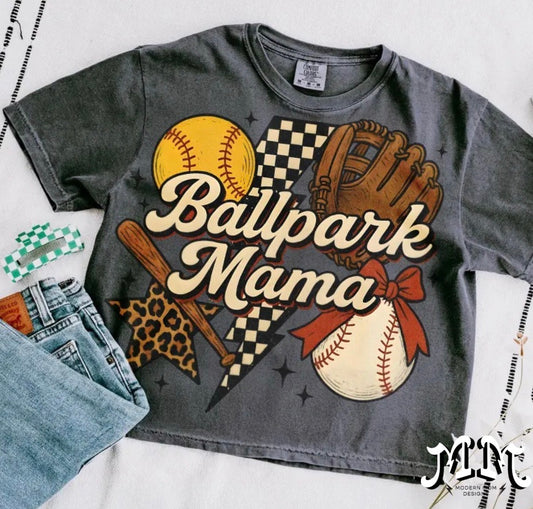 Ballpark mama (tee, crewneck, or hoodie)