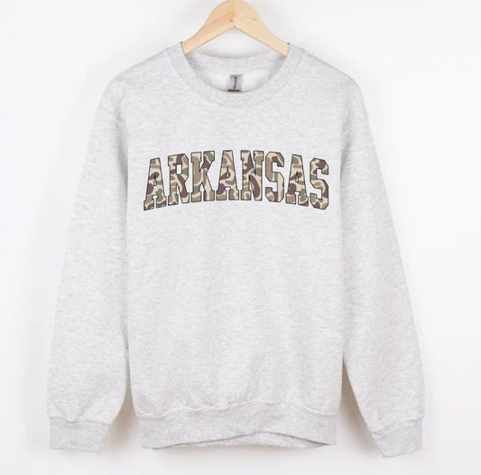 ARKANSAS duck camo CREWNECK
