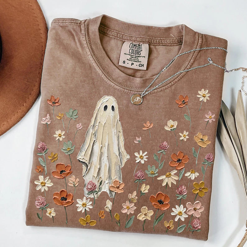 Floral ghost (tee shirt, crewneck or hoodie)