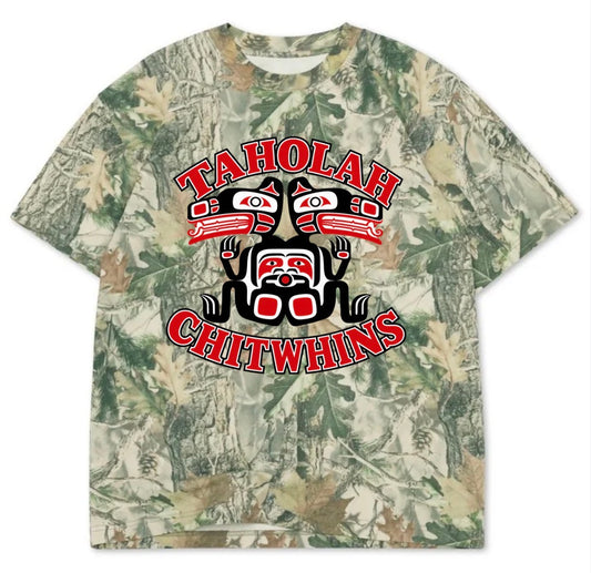 Taholah Chitwins boxy premium wood camo tee (youth XS-Adult 3XL)