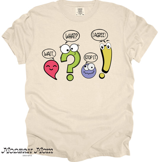 Comma, question mark, period, exclamation point