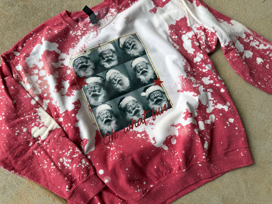 Oh what fun Santa selfies bleached out crewneck SIZE XL