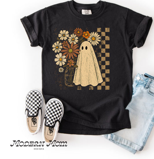 Checkered floral ghost (toddler-Youth XL)