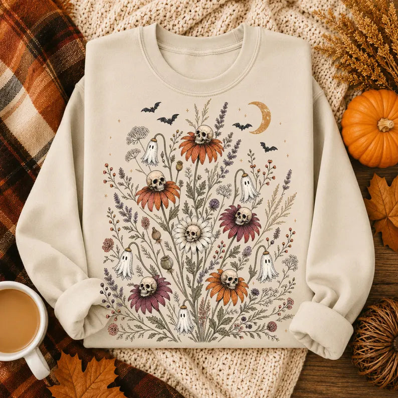 Floral skellies (tee shirt, crewneck or hoodie)