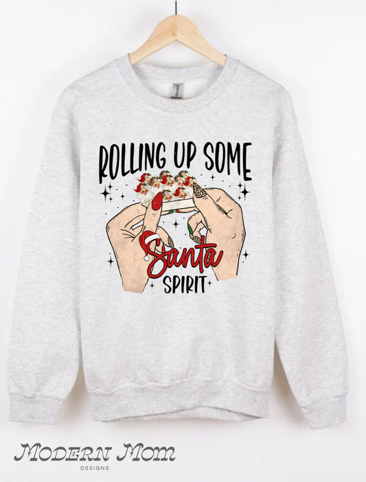 Rolling up some Santa spirit (tee or crewneck)