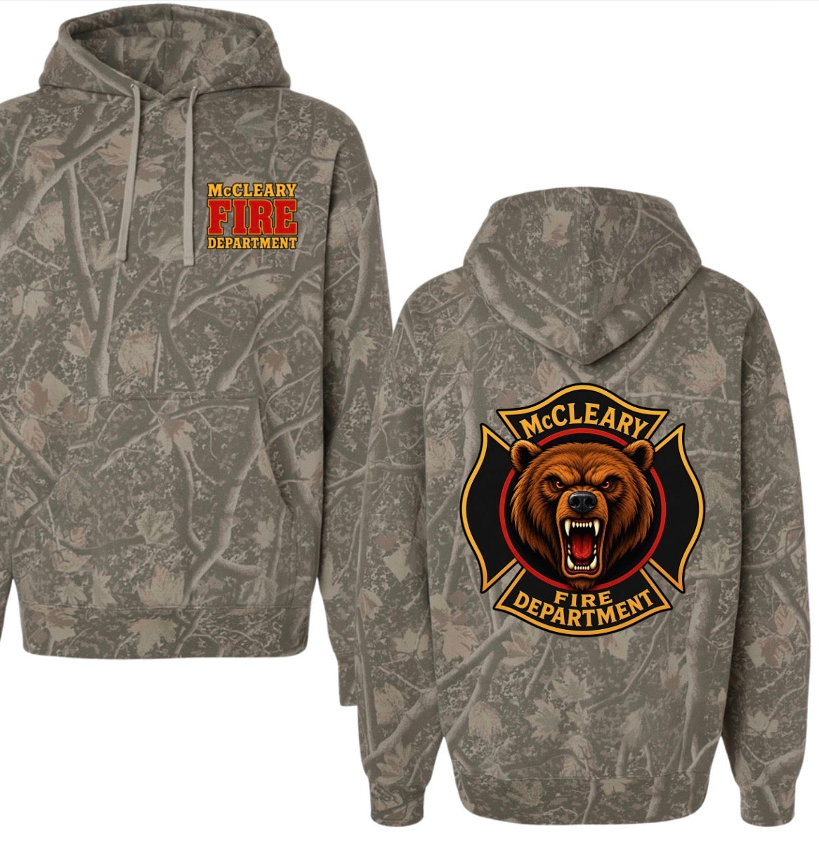 McCleary Fire Dept. deadwood camo hoodie (youth & adult)
