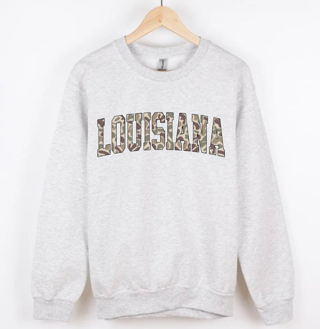 LOUISIANA duck camo CREWNECK