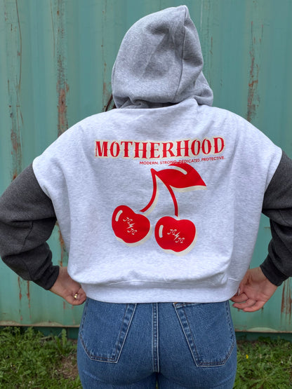 Motherhood cherry boxy cropped hoodie