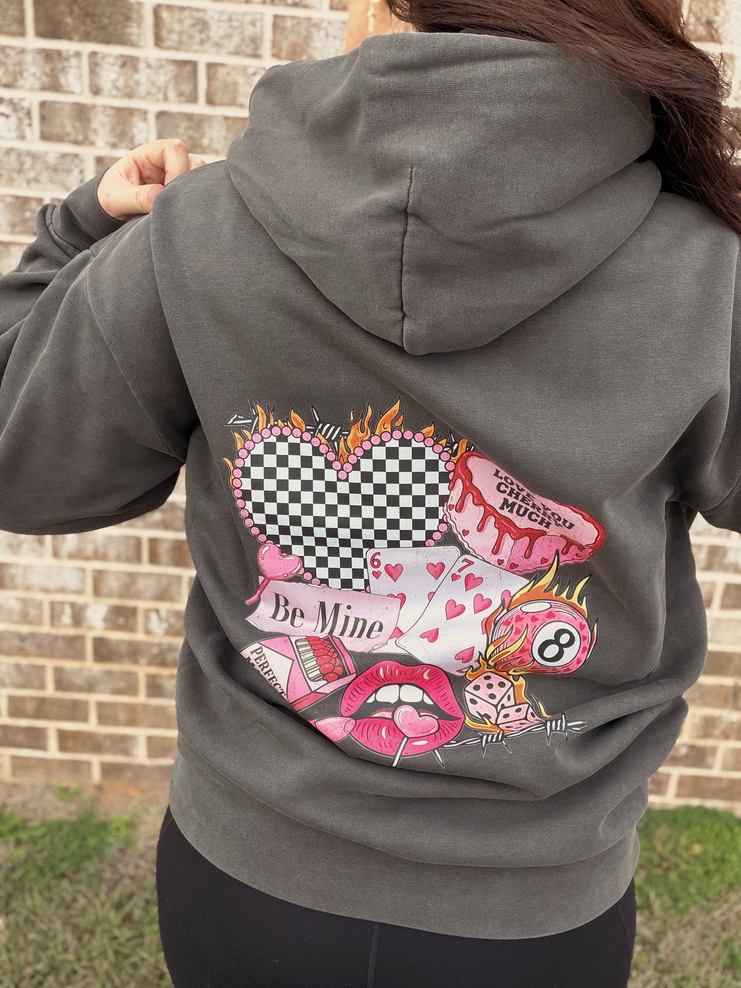 Be mine edgy flames collage hoodie