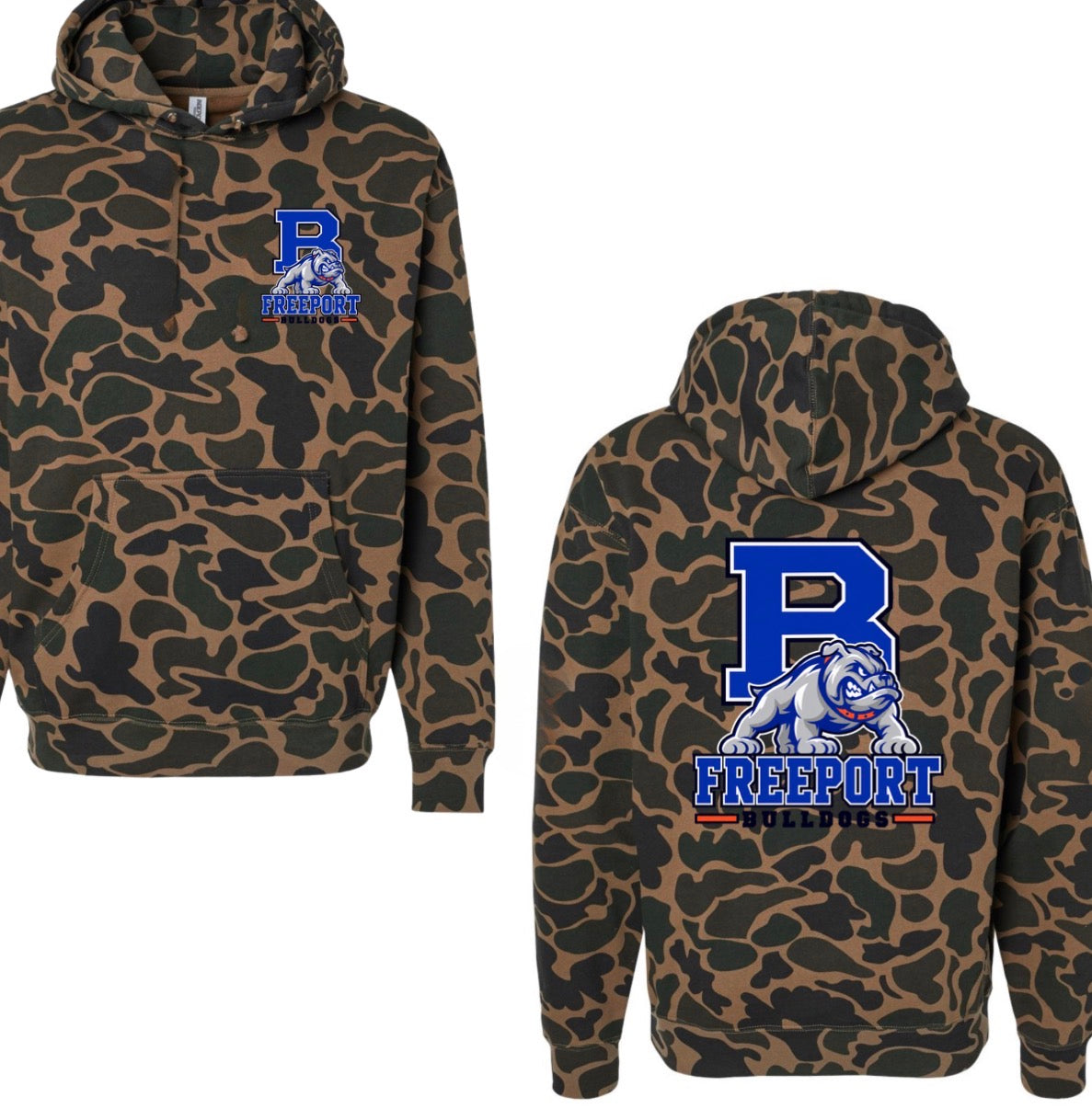 Freeport Bulldogs weight lifting  duck camo hoodie (youth & adult)