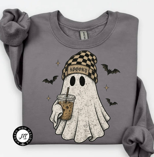 Spooky iced coffee (tee shirt, crewneck or hoodie)