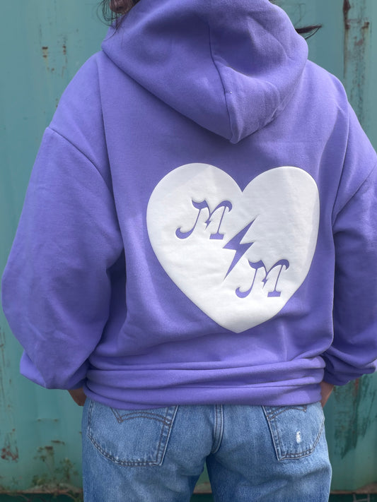 M|M puff heart violet premium hoodie