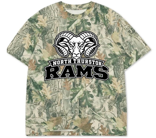 North Thurston boxy premium wood camo tee (youth XS-Adult 3XL)