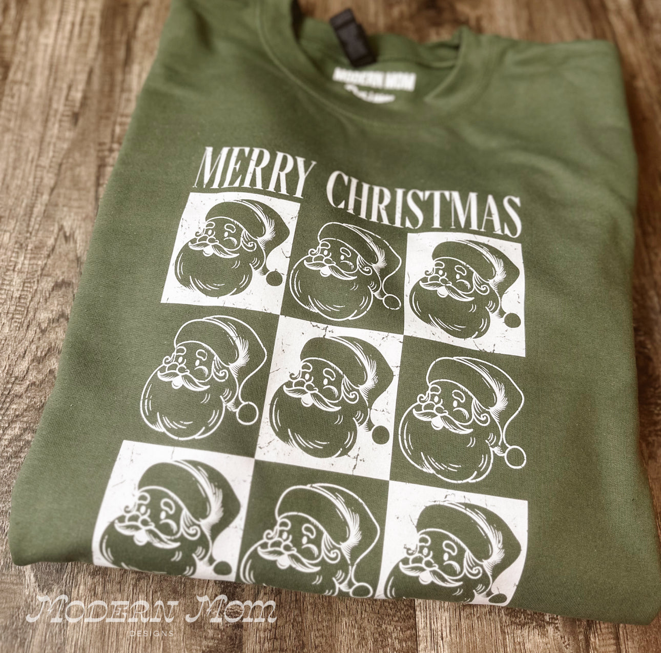 Merry Christmas checkered Santa crewneck