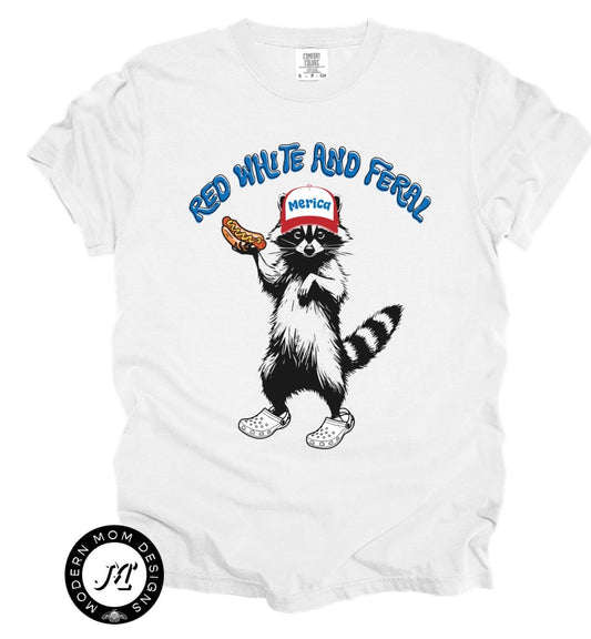 Red white and feral(tee, crewneck, or hoodie)