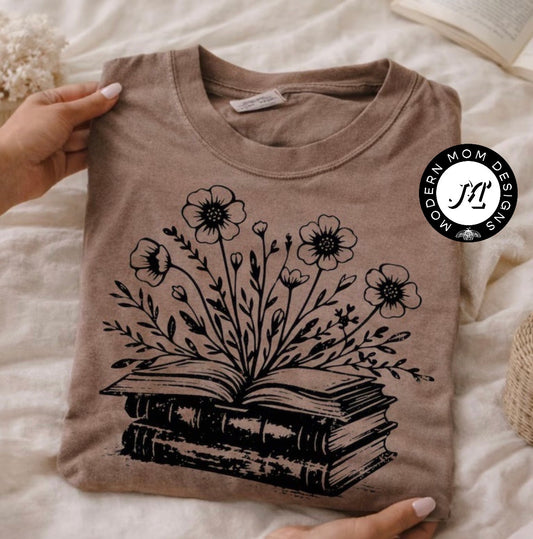 Floral book (tee, crewneck or hoodie)