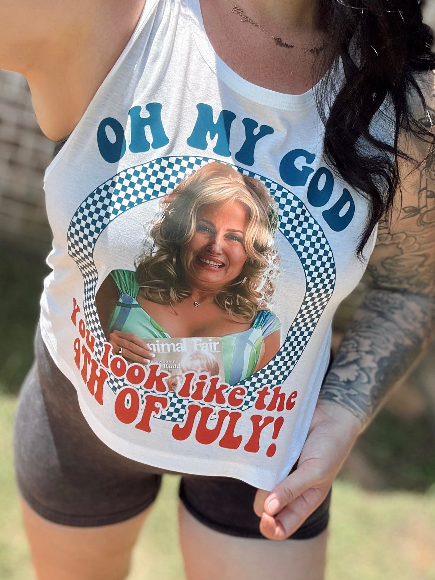 Oh my god you look like the 4th of July cropped tank