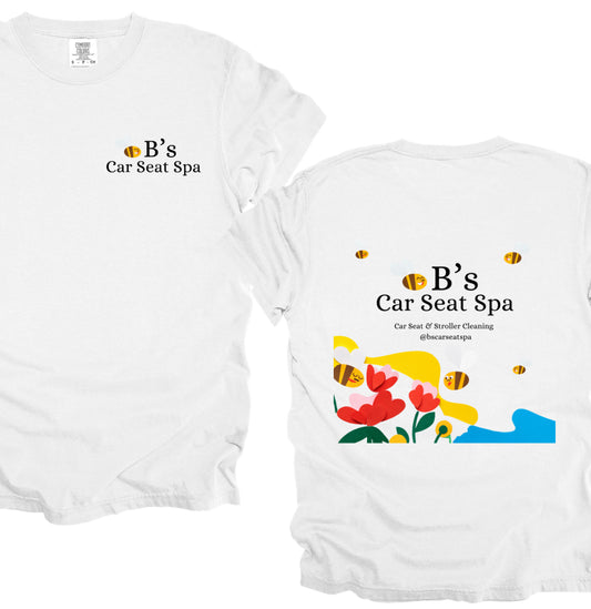 CUSTOM: B’s car seat spa tee shirt