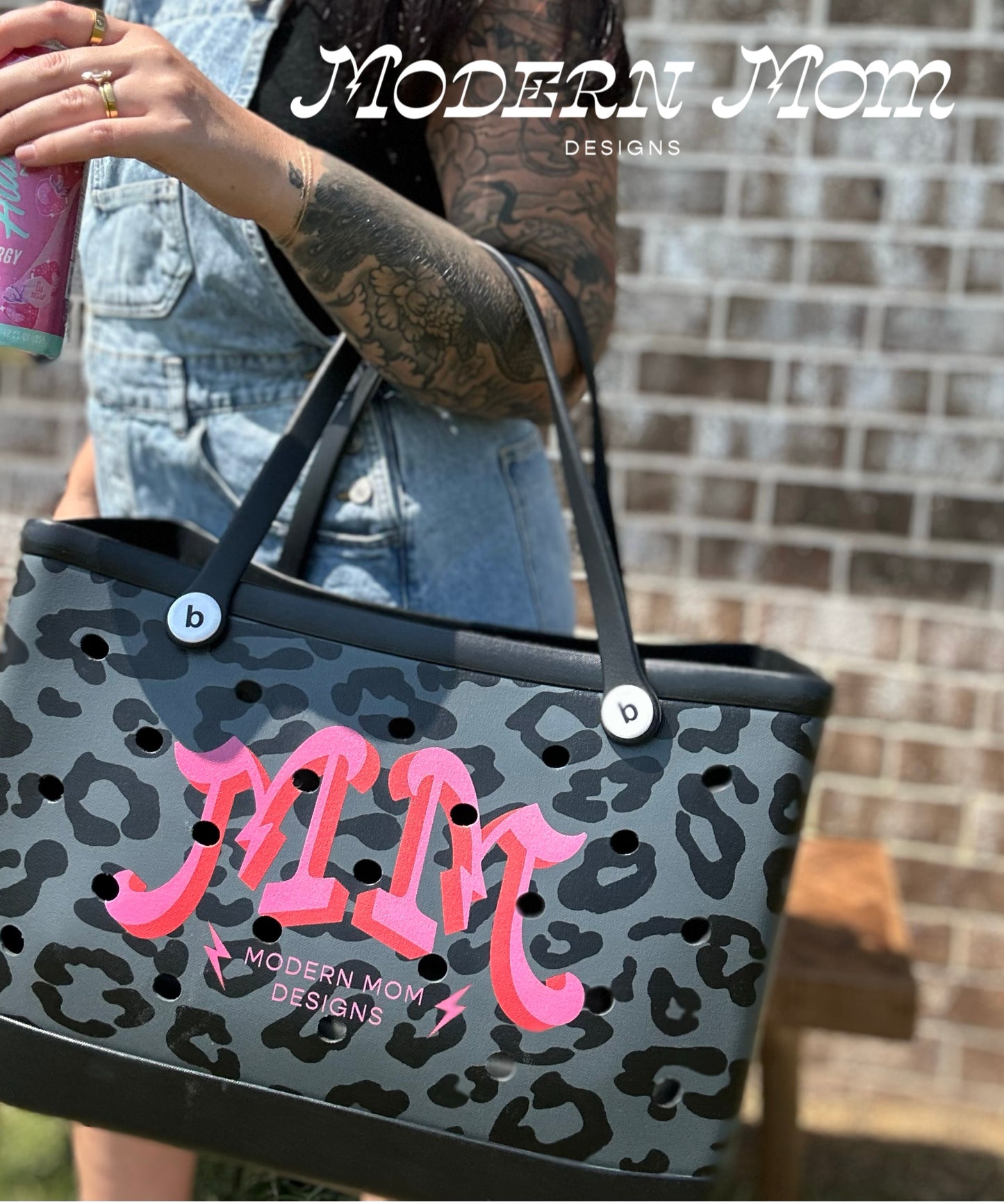 MM black leopard CARRYALL MOM bag