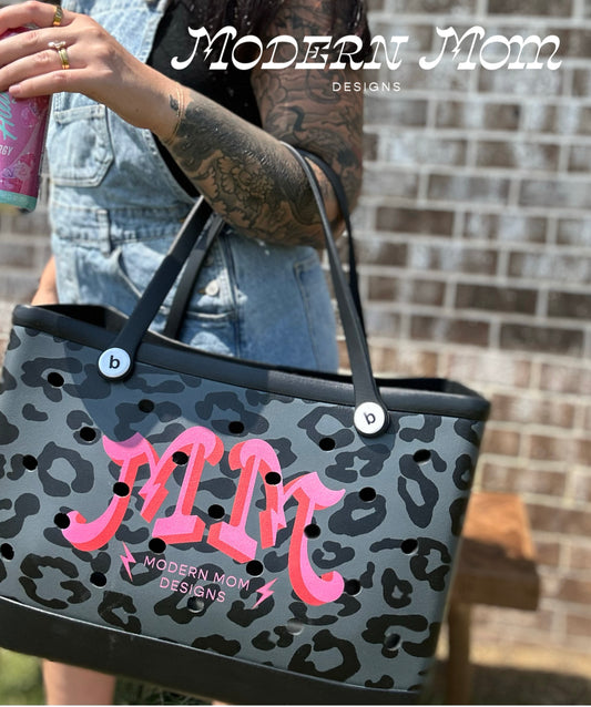 MM black leopard CARRYALL MOM bag