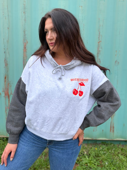 Motherhood cherry boxy cropped hoodie