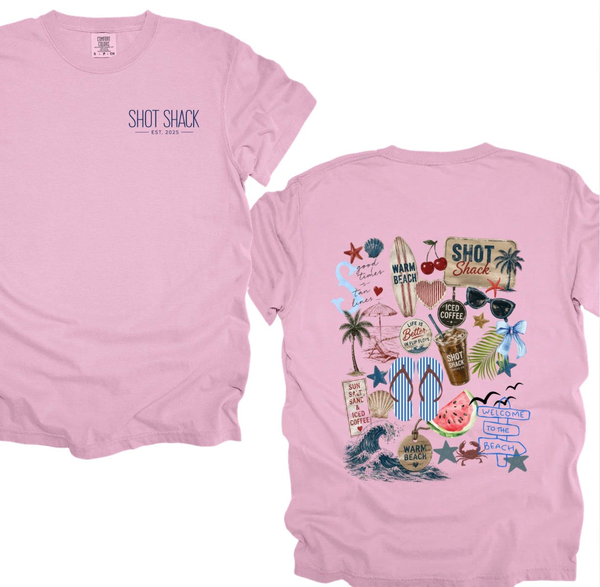 Shelby’s shot shack EXCLUSIVE warm beach collage tee