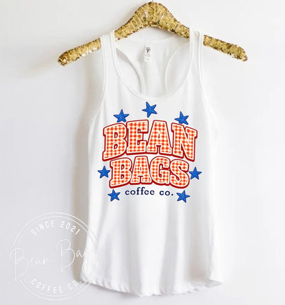 Bean Bags coffee co. EXCLUSIVE Americana Buffalo plaid stars tank top