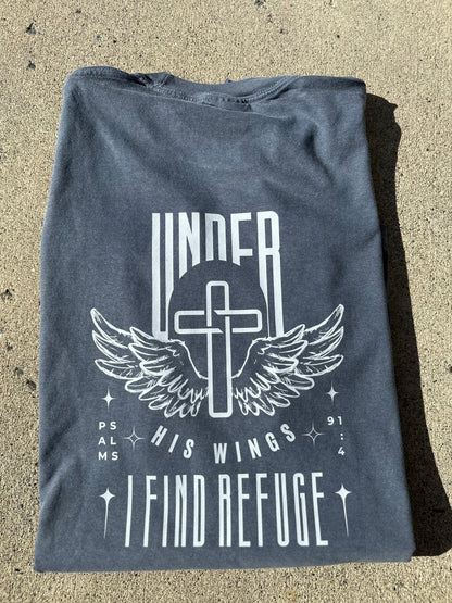 Under his wings I find refuge-tee, crewneck or hoodie