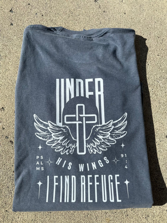 Under his wings I find refuge-tee, crewneck or hoodie