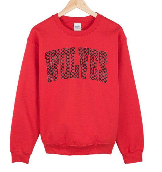 Wolves checkered crewneck or hoodie