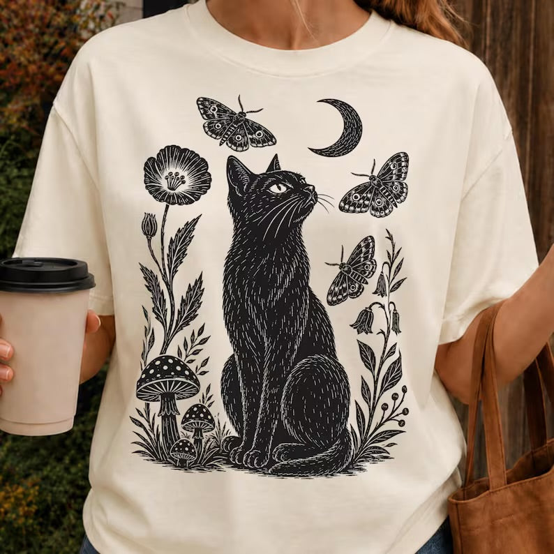 Black cat  (tee shirt, crewneck or hoodie)