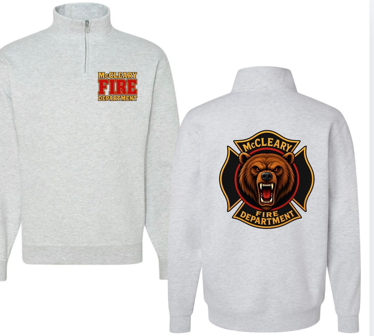 McCleary Fire Dept. quarter zip-ash grey