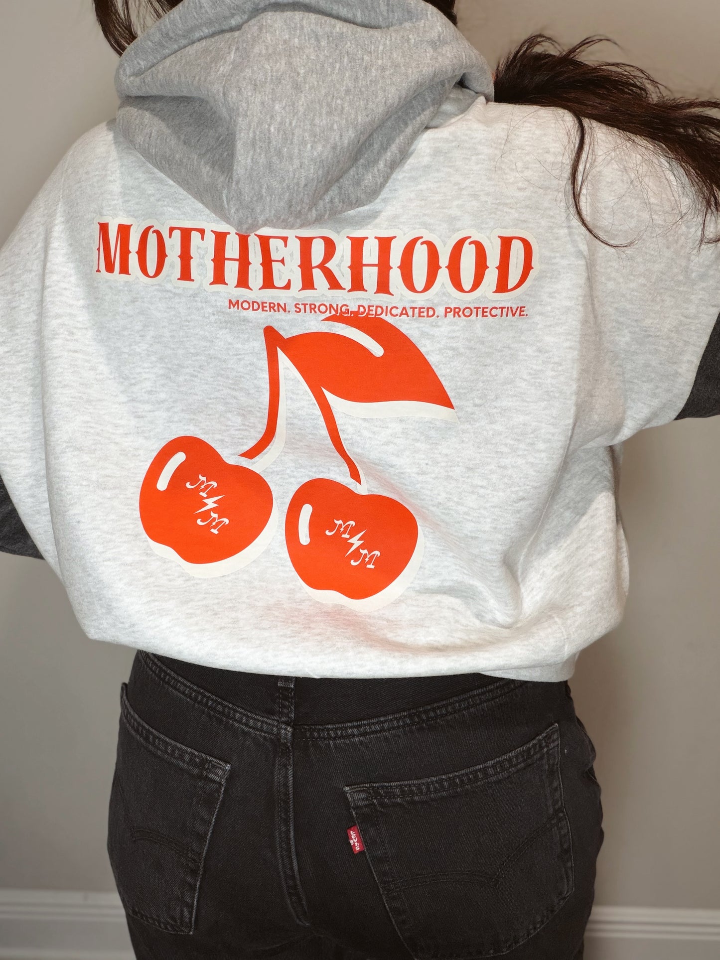 Motherhood cherry boxy cropped hoodie