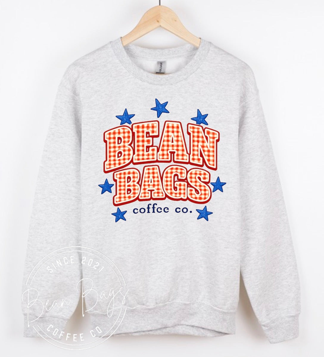 Bean Bags coffee co. EXCLUSIVE Americana buffalo plaid stars crewneck