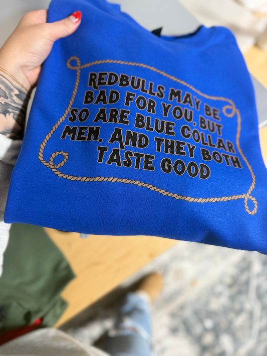 Redbull & blue collar men
